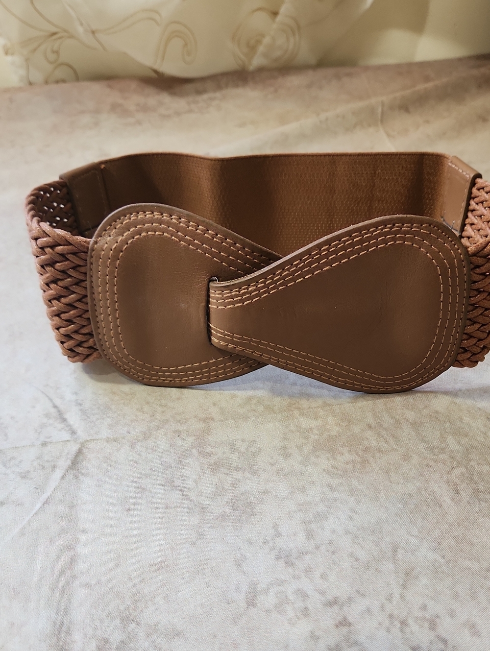 Women's Braided Stretch Waist Belt in Brown 27" With It Fully Stretched